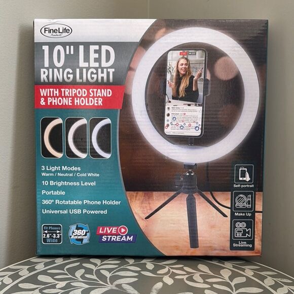 FineLife 10" LED Ring Light with Tripod Stand - Picture 1 of 4